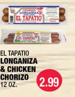 Carnicerias Jimenez EL TAPATΓO LONGANIZA & CHICKEN CHORIZO offer