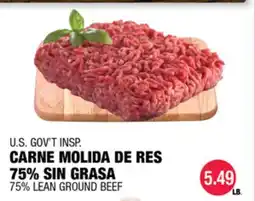 Carnicerias Jimenez U.S. GOV'T INSP. CARNE MOLIDA DE RES 75% SIN GRASA offer