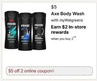 Walgreens Axe Body Wash offer