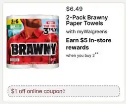 Walgreens 2-Pack Brawny Paper Towels offer