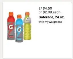 Walgreens Gatorade, 24 oz offer