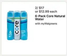 Walgreens 6-Pack Core Natural Water offer