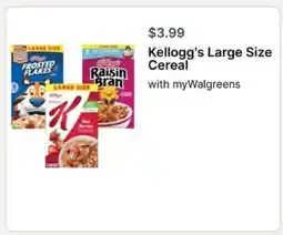Walgreens Kellogg's Large Size Cereal offer