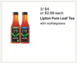 Walgreens Lipton Pure Leaf Tea offer