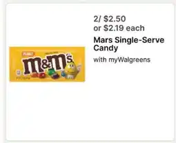 Walgreens MARS Single Serve Candy offer