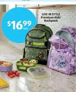 Aldi Premium Kids' Backpack offer