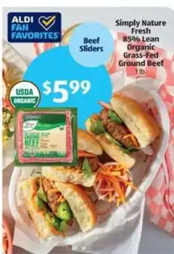 Aldi Simply Nature Fresh 85% Lean Organic Grass-Fed Ground Beef offer