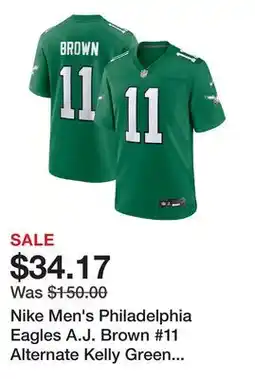 Dick's Sporting Goods Nike Men's Philadelphia Eagles A.J. Brown #11 Alternate Kelly Green Game Jersey offer