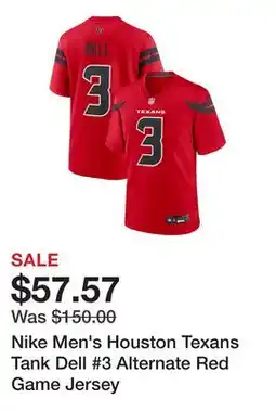 Dick's Sporting Goods Nike Men's Houston Texans Tank Dell #3 Alternate Red Game Jersey offer