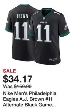 Dick's Sporting Goods Nike Men's Philadelphia Eagles A.J. Brown #11 Alternate Black Game Jersey offer