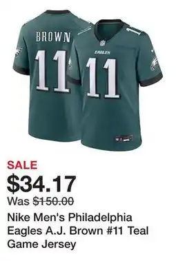 Dick's Sporting Goods Nike Men's Philadelphia Eagles A.J. Brown #11 Teal Game Jersey offer