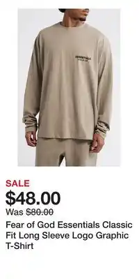 Nordstrom Fear of God Essentials Classic Fit Long Sleeve Logo Graphic T-Shirt offer