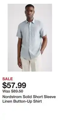 Nordstrom Nordstrom Solid Short Sleeve Linen Button-Up Shirt offer