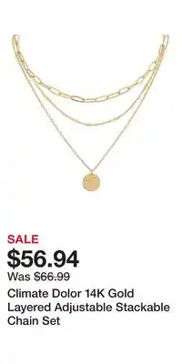 Kohl's Climate Dolor 14K Gold Layered Adjustable Stackable Chain Set offer