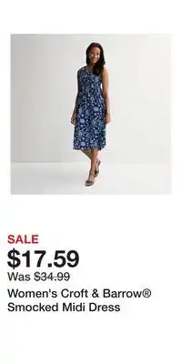 Kohl's Women's Croft & Barrow Smocked Midi Dress offer