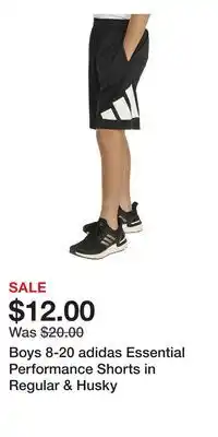 Kohl's Boys 8-20 adidas Essential Performance Shorts in Regular & Husky offer