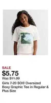 Kohl's Girls 7-20 SO Oversized Boxy Graphic Tee in Regular & Plus Size offer