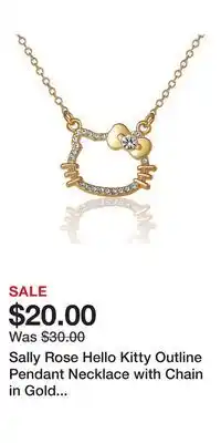 Kohl's Sally Rose Hello Kitty Outline Pendant Necklace with Chain in Gold Tone offer