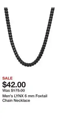Kohl's Men's LYNX 6 mm Foxtail Chain Necklace offer