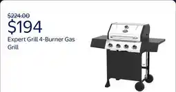 Walmart Expert Grill, 4-Burner Propane Gas Grill with Side Table and Wheels, Stainless Steel offer