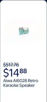 Walmart Aiwa Retro Wireless Karaoke Speaker, Mint, AI6028-MNT offer
