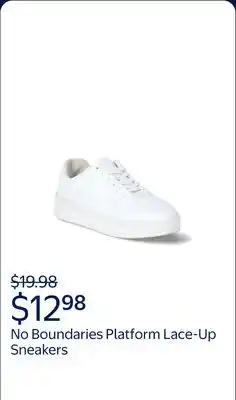 Walmart No Boundaries Women's Platform Casual Lace Up Sneakers, Wide Width Available offer