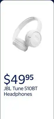 Walmart JBL Tune 510BT - Wireless on-ear headphones - Pure Bass. Zero Cables. - White offer