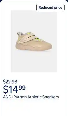 Walmart AND1 Boys Python Athletic Sneakers offer