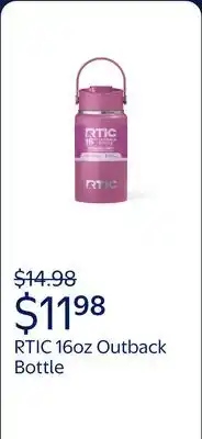 Walmart RTIC 16 oz Ceramic Lined Insulated Outback Bottle, Leak Resistant, Orchid offer