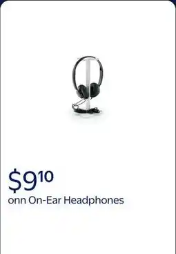 Walmart onn On-Ear Headphones Black Lightweight, Adjustable Headband, AUX Cord offer