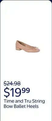 Walmart Time and Tru Women's String Bow Block Heel Ballet Shoes, Wide Width Available offer