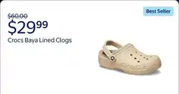 Walmart Crocs Men's and Women's Unisex Baya Lined Clogs offer