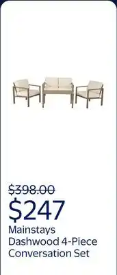 Walmart Mainstays Dashwood 4pc Conversation Set, Creme offer