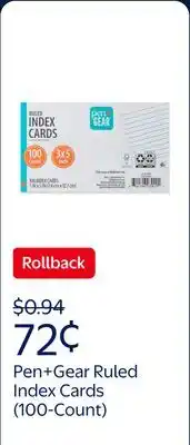 Walmart Pen+Gear Ruled Index Cards, 3 x 5, White, 100 Count offer