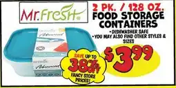 Ollie's Mr.Fresh 2 PK. / 128 OZ. FOOD STORAGE CONTAINERS offer