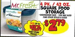 Ollie's Mr.Fresh 4 PK. / 42 OZ. SQUARE FOOD STORAGE offer