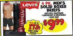 Ollie's Levi's 4 PK. Men's Solid Boxer Briefs offer
