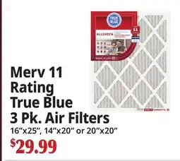 Ocean State Job Lot Merv 11 Rating True Blue 3 Pk. Air Filters offer