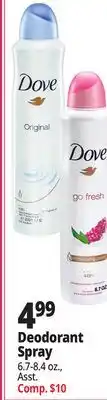 Ocean State Job Lot Dove Go Fresh Moisturizing Cream Pear and Aloe Vera Antiperspirant Deodorant Spray 6.7-8.45 oz offer