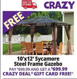 Ocean State Job Lot ShelterLogic 10' x 12' Sycamore Steel Frame Gazebo with Hardtop Roof Dark Coffee offer