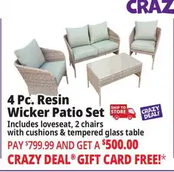 Ocean State Job Lot 4-Piece Resin Wicker Deep Seating Set offer