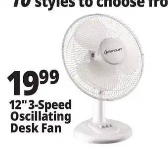 Ocean State Job Lot 12 3-Speed Oscillating Desk Fan offer