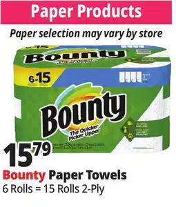 Ocean State Job Lot Bounty Double Plus Paper Towel 2-ply 6=15 offer