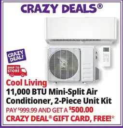 Ocean State Job Lot Cool Living 11 000 BTU Mini-Split Air Conditioner 2-Piece Unit Kit offer