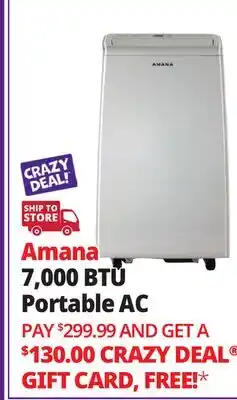 Ocean State Job Lot Amana 7 000 BTU (4 500 DOE) Portable Air Conditioner offer