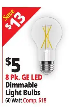 Ocean State Job Lot 8 Pk. GE LED Dimmable Light Bulbs offer