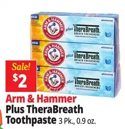 Ocean State Job Lot Arm & Hammer Plus TheraBreath Toothpaste offer