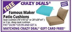 Ocean State Job Lot Famous Maker Patio Cushions offer