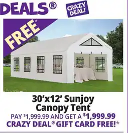 Ocean State Job Lot Sunjoy 30' x 12' Outdoor Canopy Party Tent White offer