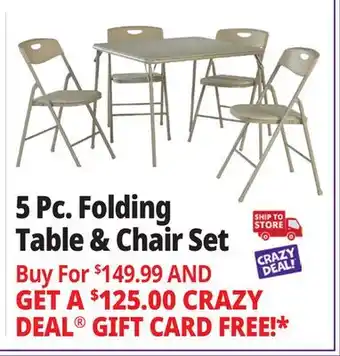 Ocean State Job Lot Cosco 5-Piece Folding Table and Chair Set Black offer